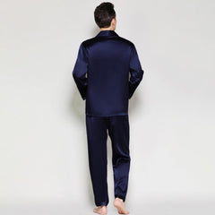 Men's 100% Silk Pajamas Set Long Silk Sleepwear