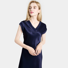 Women V Neck Silk Nighties Mulberry Silk Nightgowns