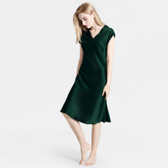 Women V Neck Silk Nighties Mulberry Silk Nightgowns