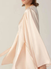 Women Pure Silk Nightrobe Set V Neck Mulberry Silk Sleepwear Set