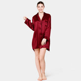 Women Silk Nightshirt Long Sleeve Ladies Silk Nightgowns