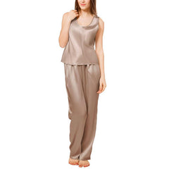 Women's 100% Silk Pajama Set Luxury Sleeveless Silk Tops Pajamas