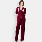 Women's Mulberry Silk Pajama Set Short Sleeve Silk Sleepwear