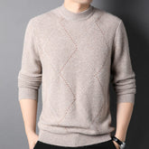 Men’s Diamond Stitch 100% Cashmere Crew Neck Sweater