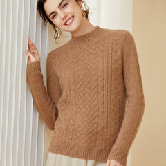 Women's Mock Neck Long Sleeve Warm Cashmere Sweater