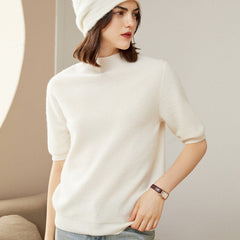 Women's Pure Cashmere Short Sleeve Slim Knit Jumper Sweater