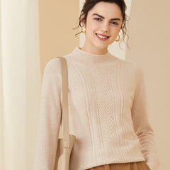 Mock Neck 100% Pure Cashmere Sweater for Women