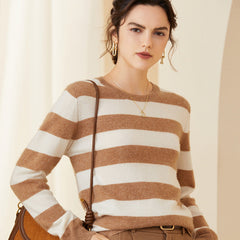 Stripe Women's Long Sleeve Pullover Cashmere Sweater