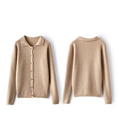 Women's Button Front Cashmere Lapel Sweater Cardigan