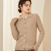 Women's Button Front Cashmere Lapel Sweater Cardigan
