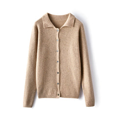 Women's Button Front Cashmere Lapel Sweater Cardigan