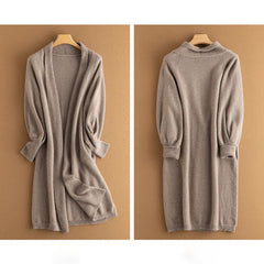 Pure Cashmere Long Open Front Knit Outerwear Cardigan Coat