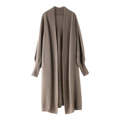 Pure Cashmere Long Open Front Knit Outerwear Cardigan Coat