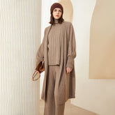 Pure Cashmere Long Open Front Knit Outerwear Cardigan Coat