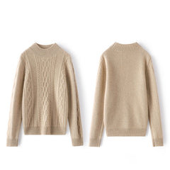 Mock Neck Long Sleeve Warm Cashmere Sweater for Women