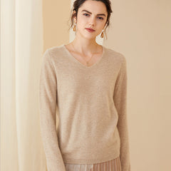 Soft Simple Classic Knit Pullover V Neck Loose Cashmere Sweater
