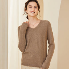 Soft Simple Classic Knit Pullover V Neck Loose Cashmere Sweater