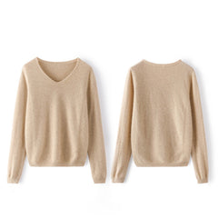 Soft Simple Classic Knit Pullover V Neck Loose Cashmere Sweater