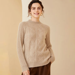 Women's Mock Neck Long Sleeve Warm Knit Cashmere Sweater