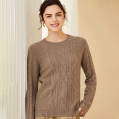 Women's Round Neck Long Sleeve Pullover Cashmere Sweater