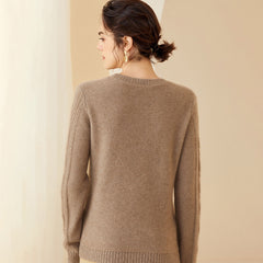 Women's Round Neck Long Sleeve Pullover Cashmere Sweater