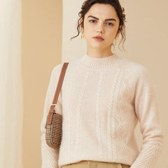 Women's Mock Neck Warm Knit Cashmere Sweater