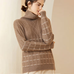 Women's Turtleneck Cashmere Sweater Warm Long Sleeve Pullover Cashmere Tops