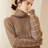 Women's Turtleneck Cashmere Sweater Warm Long Sleeve Pullover Cashmere Tops
