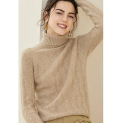 Women's Turtleneck Long Sleeve Warm Pullover Cashmere Sweater