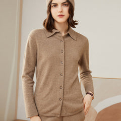 100% Pure Cashmere Button Front Lapel Cashmere Cardigan