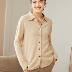 100% Pure Cashmere Button Front Lapel Cashmere Cardigan