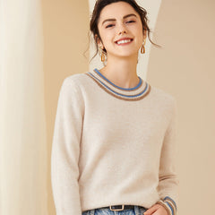 Round Neck Knitted Warm Cashmere Sweater for Women