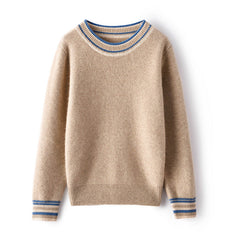 Round Neck Knitted Warm Cashmere Sweater for Women