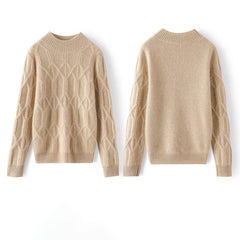 Mock neck Long Sleeve Warm Cashmere Sweater