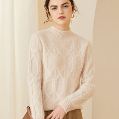 Mock neck Long Sleeve Warm Cashmere Sweater