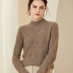 Mock neck Long Sleeve Warm Cashmere Sweater