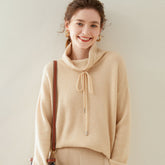 Women's Turtleneck Warm Long Sleeve Loose Tie Cashmere Tops