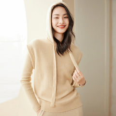 Women's Cashmere Hoodie Sweater Pullover Vest Hooded Cashmere Sweater