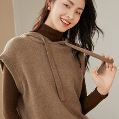 Women's Cashmere Hoodie Sweater Pullover Vest Hooded Cashmere Sweater