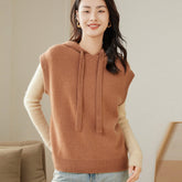 Women's Cashmere Hoodie Sweater Pullover Vest Hooded Cashmere Sweater