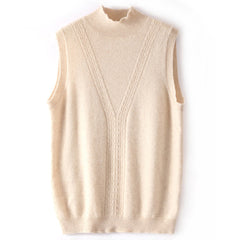 Women's Mock Neck Sleeveless Vest Cashmere Sweater