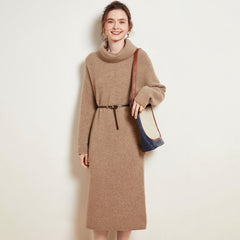Women's Cashmere Long Turtleneck Cashmere Sweater Dresses