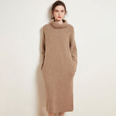 Women's Cashmere Long Turtleneck Cashmere Sweater Dresses