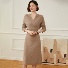 Women's Cashmere Dresses Long Wrap Cashmere Sweather Dresses