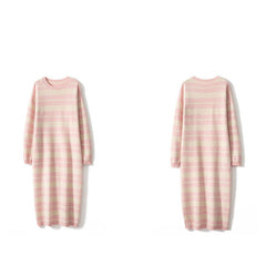 Women's Stripe Cashmere Long Cashmere Sweater Dresses