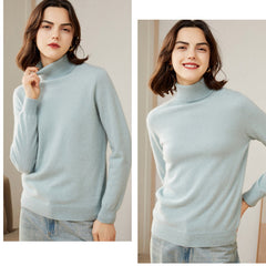 Women's 100% Pure Cashmere Long Sleeve Turtleneck Knit Sweater
