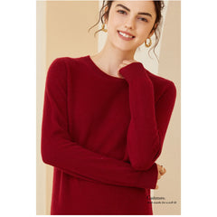 Classic Long Sleeve Pullover Cashmere Sweater for Women