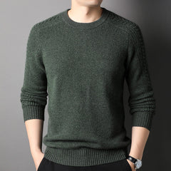 Men’s Cable Shoulder 100% Cashmere Crew Neck Sweater