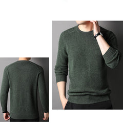 Men’s Cable Shoulder 100% Cashmere Crew Neck Sweater