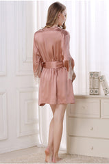 19 Momme Lace Sexy Silk Chemise And Robe Set
